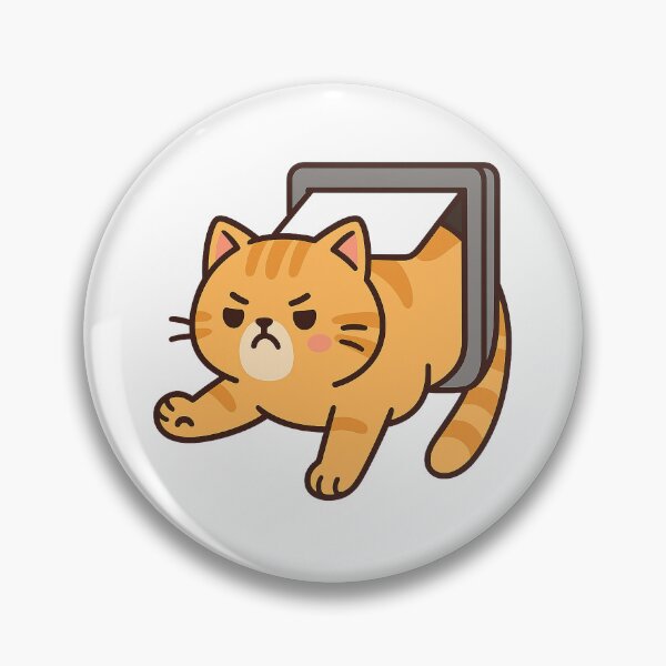 Item preview, Chonky Cat Stuck in Pet Door – Kawaii Fat Cat Sticker designed and sold by Tripconic.