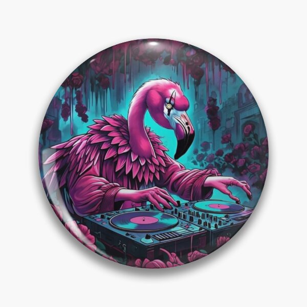 Item preview, Sad Clown Flamingo DJ-ing at a Funeral Rave – Viral Drop 2025 designed and sold by Imaginarium of Chaos falcon88 .
