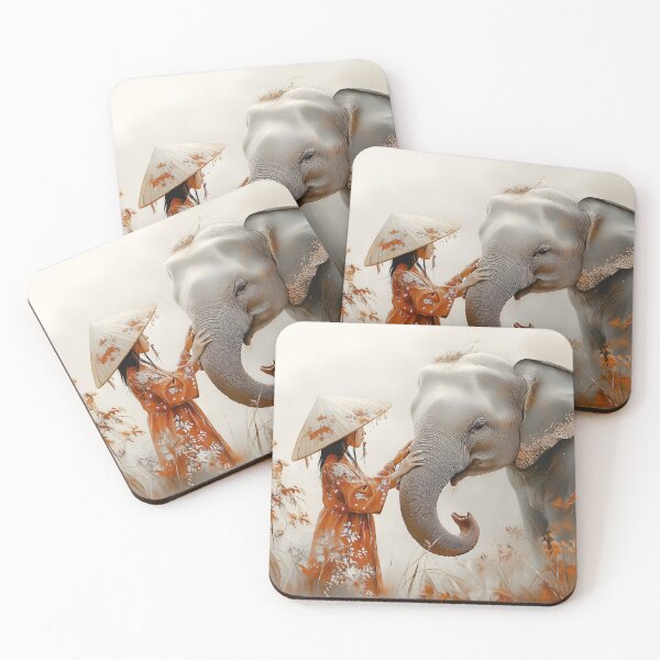 Item preview, Girl and Elephant Beneath Autumn's Gentle Glow designed and sold by Artessie.