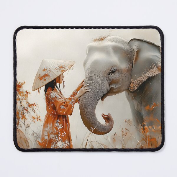 Item preview, Girl and Elephant Beneath Autumn's Gentle Glow designed and sold by Artessie.
