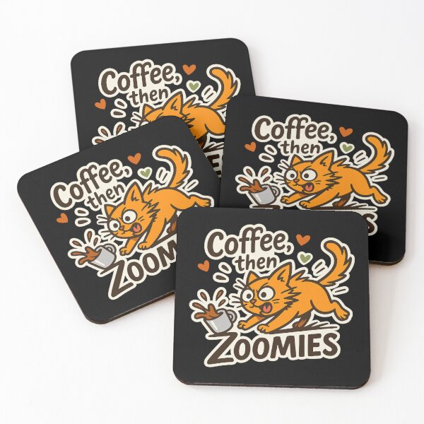 Item preview, Coffee Then Zoomies – Hyper Cat Energy Burst designed and sold by sekrecja.