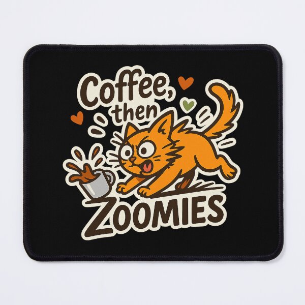 Item preview, Coffee Then Zoomies – Hyper Cat Energy Burst designed and sold by sekrecja.