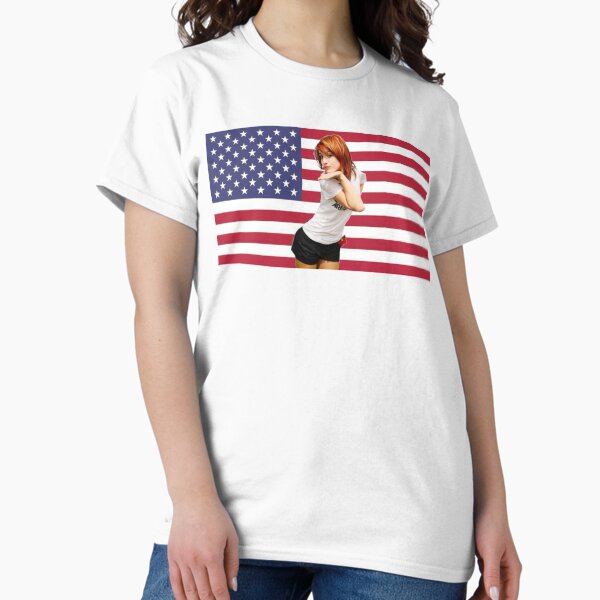 Vista previa del artículo con la obra «Hayley Williams - Bandera estadounidense», diseñado y vendido por Shop REDJET.