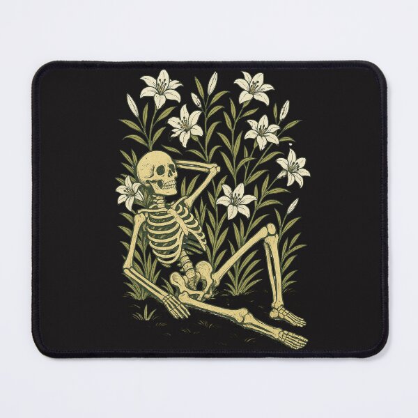 Item preview, Skeleton Resting in a Garden of White Lilies – Floral Gothic Aesthetic designed and sold by ColorSplash123.
