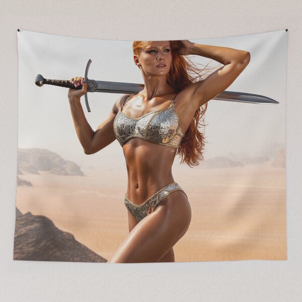 Item preview, Medieval Fantasy Swords woman warrior classic elegant fantasy illustration art designed and sold by Vintage Designs +.