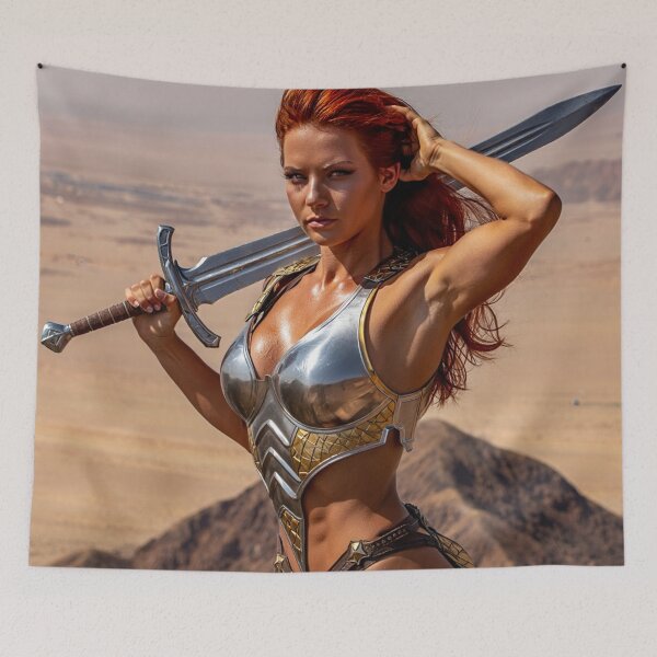 Item preview, Medieval Fantasy Swords woman warrior classic elegant fantasy illustration art designed and sold by Vintage Designs +.