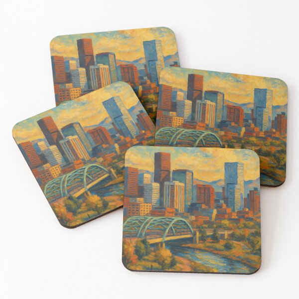 Item preview, Denver Skyline and South Platte River at Sunset designed and sold by Aryabek.