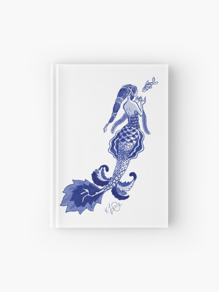 Thumbnail 1 of 3, Journal, Blue Willow Pattern Mermaid designed and sold by tanaudel.