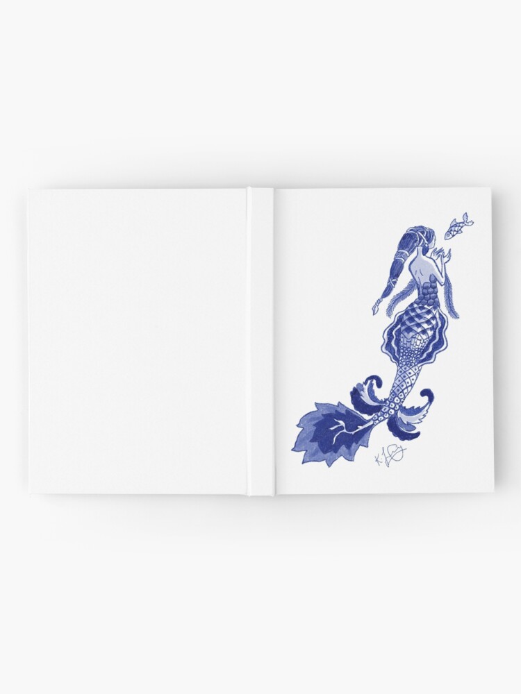 Thumbnail 2 of 3, Journal, Blue Willow Pattern Mermaid designed and sold by tanaudel.