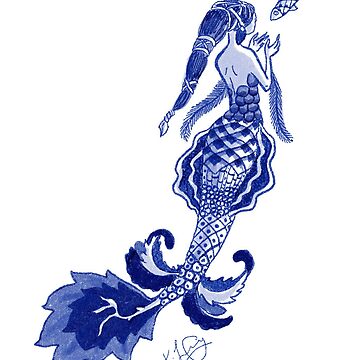 Artwork thumbnail, Blue Willow Pattern Mermaid by tanaudel