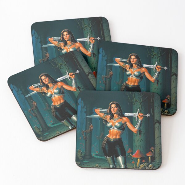 Item preview, Medieval Fantasy Swords woman warrior classic elegant fantasy illustration art designed and sold by Vintage Designs +.