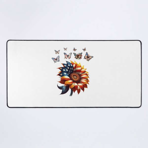 Item preview, Sunflower American Flag 4th of July Cute Butterfly USA Flag designed and sold by ZANNIX.