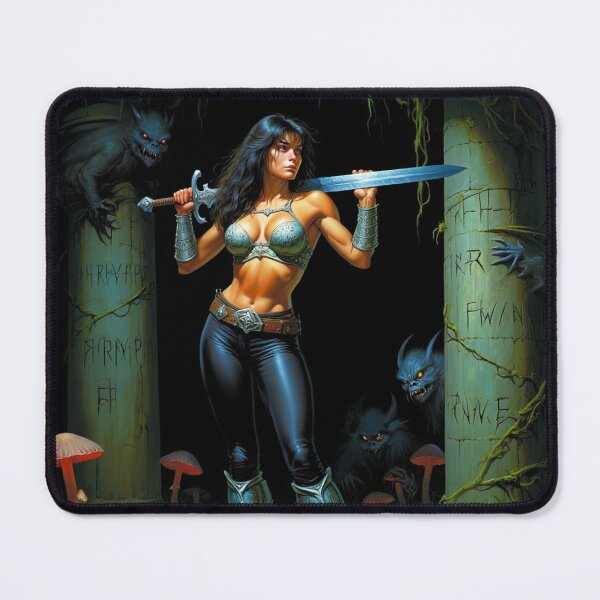 Item preview, Medieval Fantasy Swords woman warrior classic elegant fantasy illustration art designed and sold by Vintage Designs +.