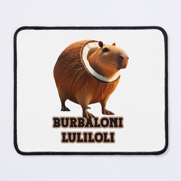 Item preview, Burbaloni Luliloli with name text Capibarello Cocossini Brainrot Meme designed and sold by EmeraldeaArt.