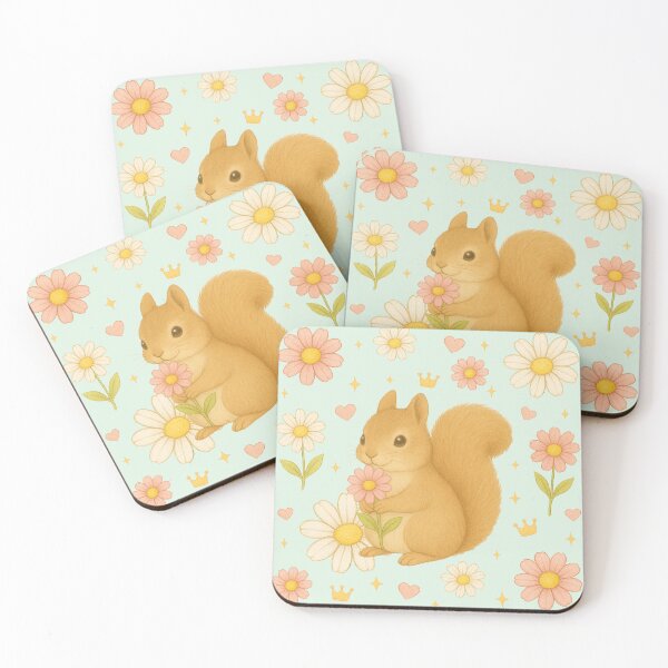 Item preview, Cute Squirrel with Pink Flowers - Green designed and sold by HIMEKARI.