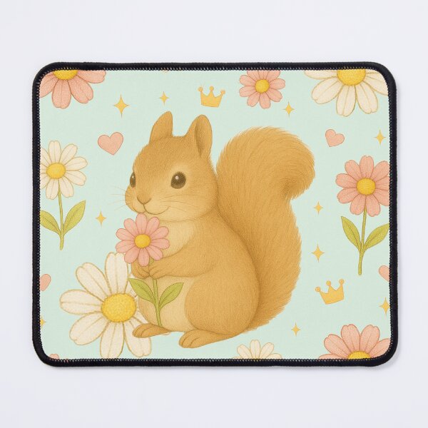 Item preview, Cute Squirrel with Pink Flowers - Green designed and sold by HIMEKARI.