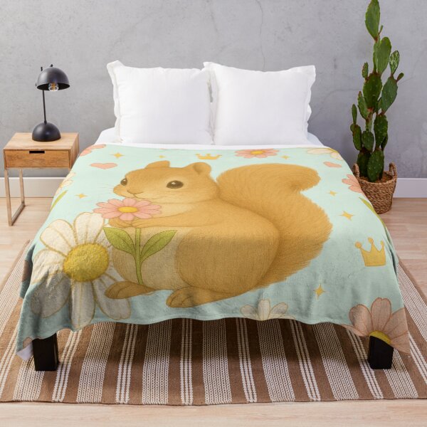 Item preview, Cute Squirrel with Pink Flowers - Green designed and sold by HIMEKARI.