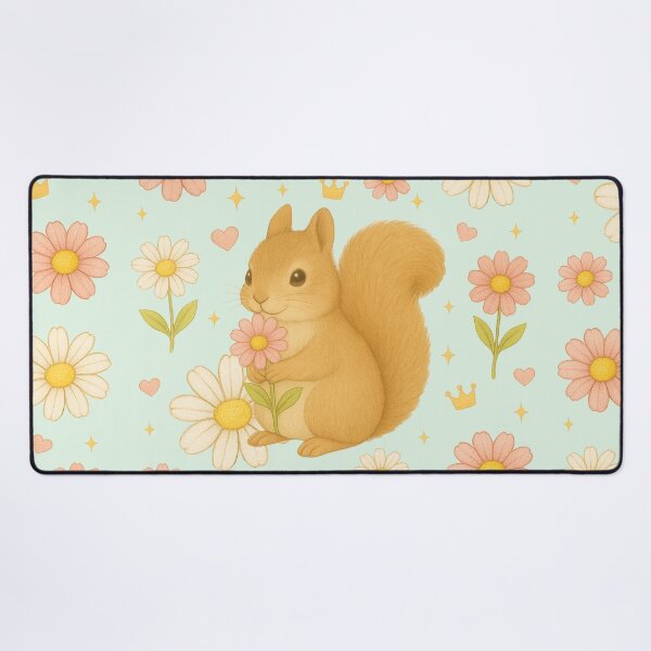 Item preview, Cute Squirrel with Pink Flowers - Green designed and sold by HIMEKARI.