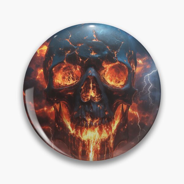 Item preview, Fantasy fire skull in mountains with lava river  designed and sold by TheArtistOf2022.