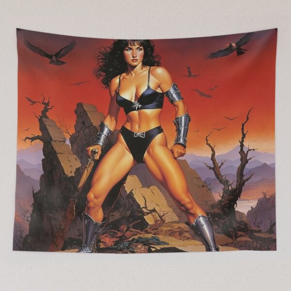 Item preview, Medieval Fantasy Swords woman warrior classic elegant fantasy illustration art designed and sold by Vintage Designs +.