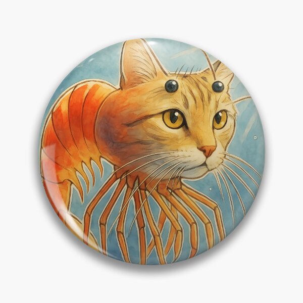Item preview, Trippi Troppi the Psychedelic Shrimp Cat Aquarelle Lineart designed and sold by EmeraldeaArt.