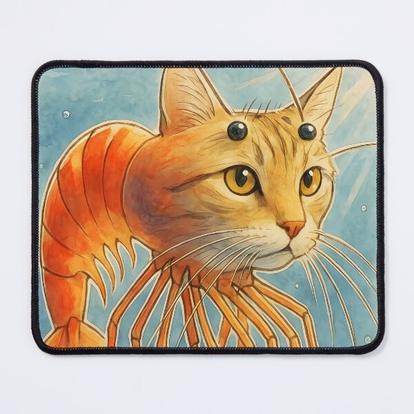 Item preview, Trippi Troppi the Psychedelic Shrimp Cat Aquarelle Lineart designed and sold by EmeraldeaArt.