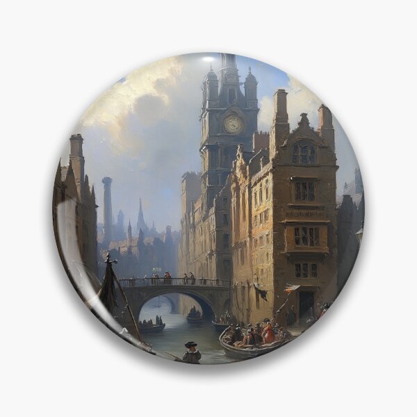 Item preview, Medieval Italy city streets painting art designed and sold by Vintage Designs +.