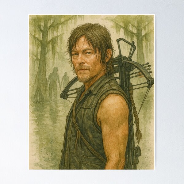 Vista previa del artículo con la obra «Daryl Dixon | El guerrero ballestero de The Walking Dead», diseñado y vendido por Pop Garage.