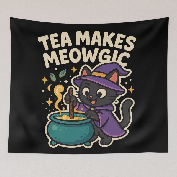 Item preview, Tea Makes Meowgic – Witchy Cat Brew designed and sold by sekrecja.