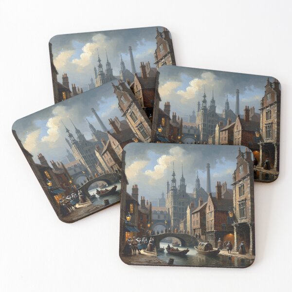 Item preview, Medieval Italy city streets painting art designed and sold by Vintage Designs +.