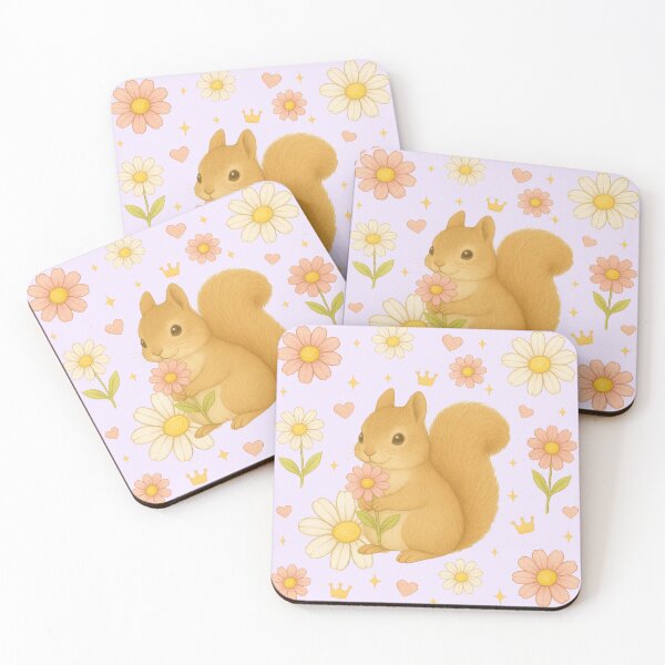 Item preview, Cute Squirrel with Pink Flowers - Lavender designed and sold by HIMEKARI.