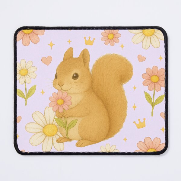 Item preview, Cute Squirrel with Pink Flowers - Lavender designed and sold by HIMEKARI.