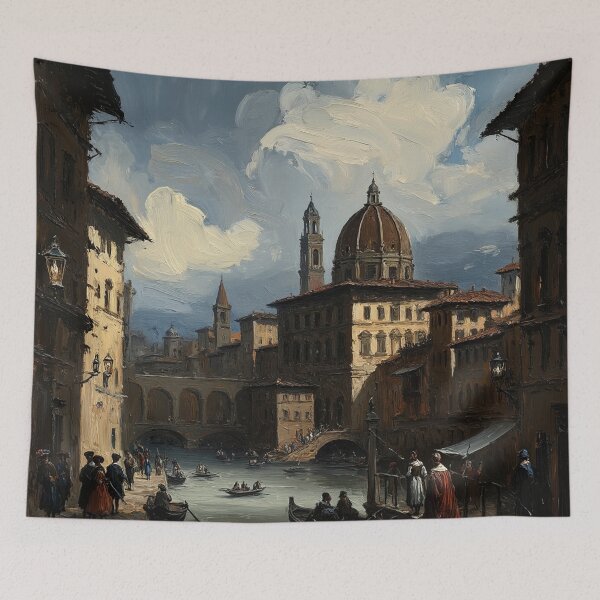Item preview, Medieval Italy city streets painting art designed and sold by Vintage Designs +.