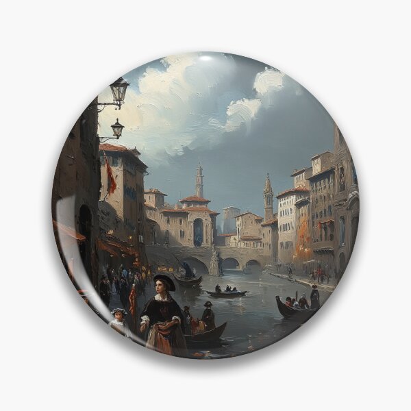 Item preview, Medieval Italy city streets painting art designed and sold by Vintage Designs +.