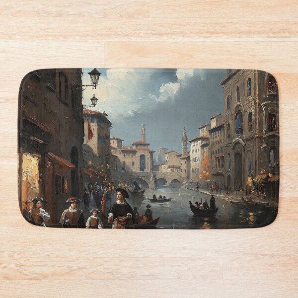 Item preview, Medieval Italy city streets painting art designed and sold by Vintage Designs +.