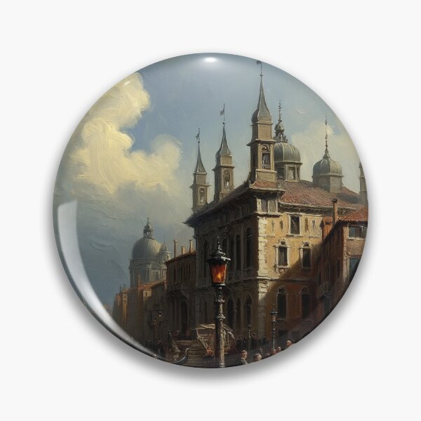 Item preview, Medieval Italy city streets painting art designed and sold by Vintage Designs +.