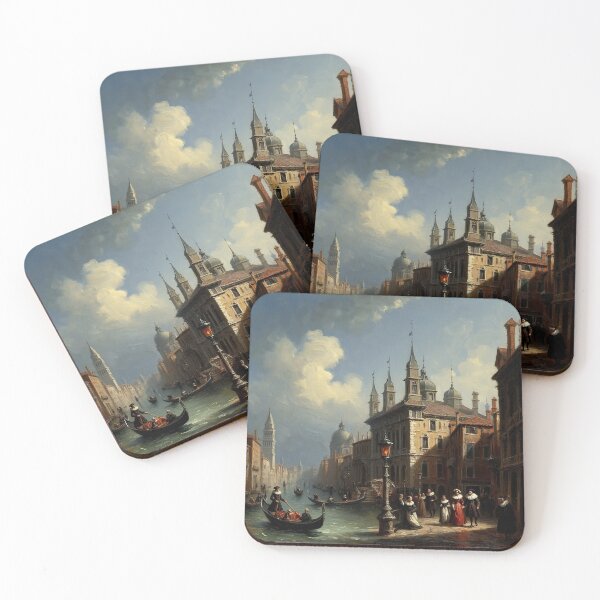 Item preview, Medieval Italy city streets painting art designed and sold by Vintage Designs +.