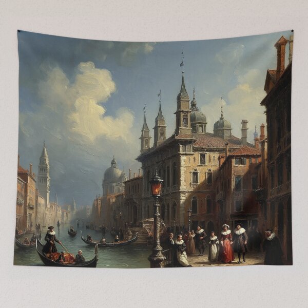 Item preview, Medieval Italy city streets painting art designed and sold by Vintage Designs +.