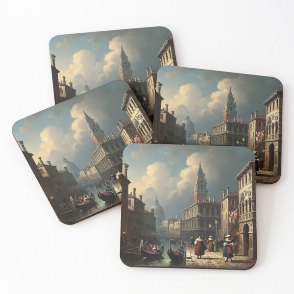 Item preview, Medieval Italy city streets painting art designed and sold by Vintage Designs +.