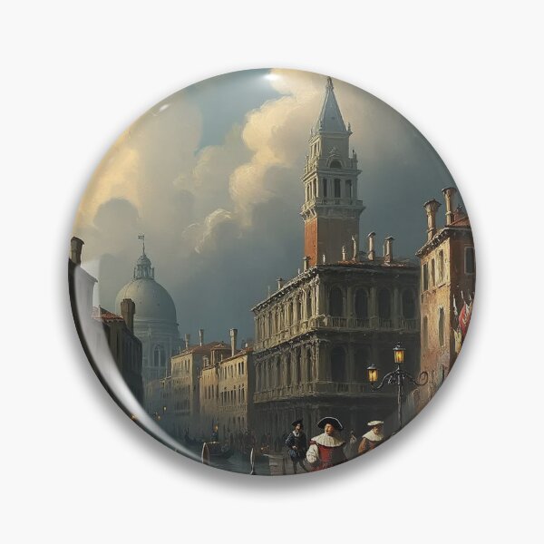 Item preview, Medieval Italy city streets painting art designed and sold by Vintage Designs +.