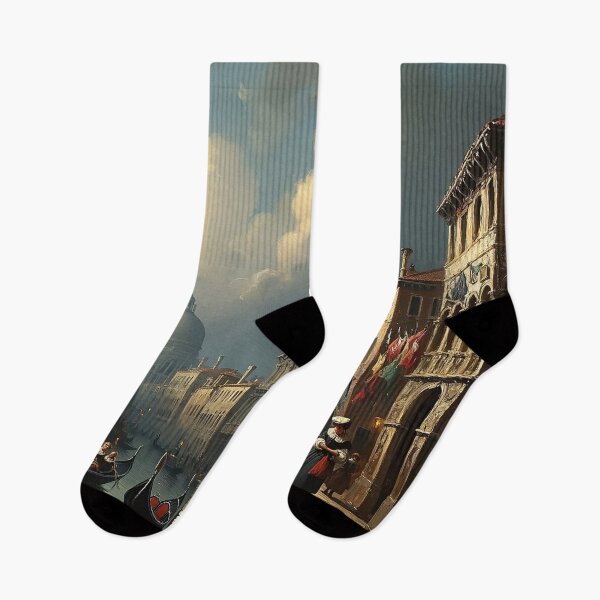 Item preview, Medieval Italy city streets painting art designed and sold by Vintage Designs +.