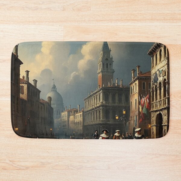 Item preview, Medieval Italy city streets painting art designed and sold by Vintage Designs +.