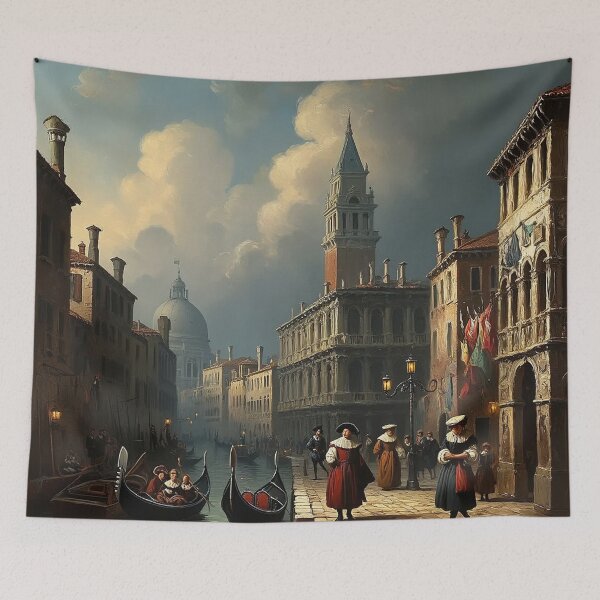 Item preview, Medieval Italy city streets painting art designed and sold by Vintage Designs +.