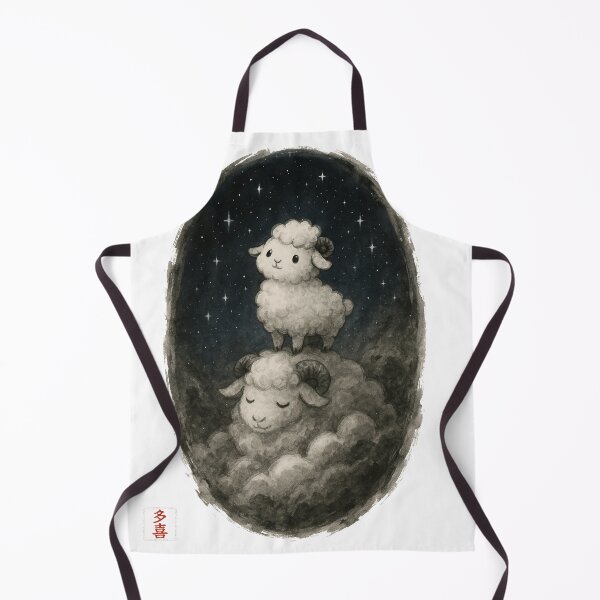 Item preview, Dreaming Sheep Among the Stars – Sumi-e Ram | Ink Spirit – Animal Series designed and sold by Taki_jp_design.
