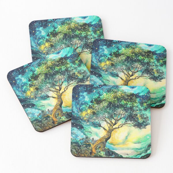Item preview, Fantasy colorful tree at night reflected in lake - Fantasy landscape designed and sold by TheArtistOf2022.