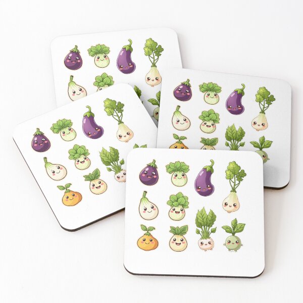 Item preview, Cute Kawaii Vegetable Sticker Pack – Adorable Eggplant, Onion, Radish & More! designed and sold by KantaponEarth.