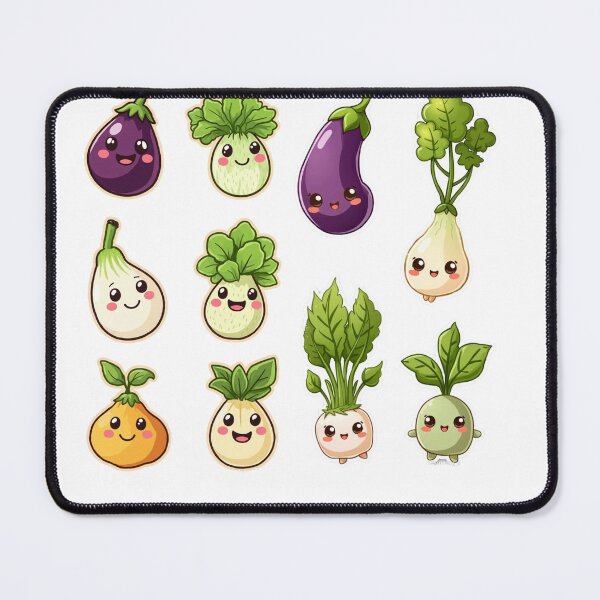 Item preview, Cute Kawaii Vegetable Sticker Pack – Adorable Eggplant, Onion, Radish & More! designed and sold by KantaponEarth.