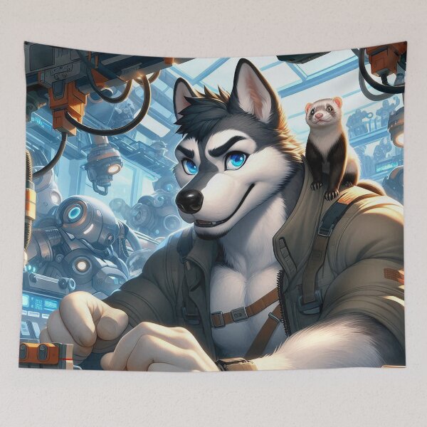 Item preview, Husky Mechanic and His Ferret Companion designed and sold by nikkolaus.