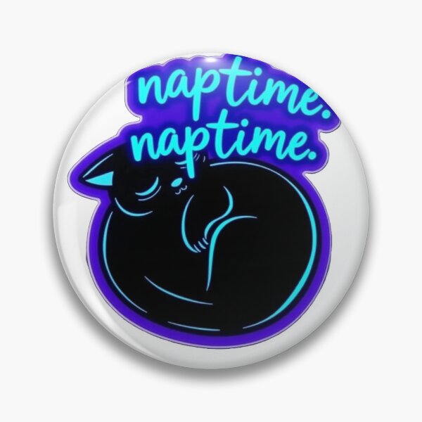 Item preview, Naptime Black Cat Sticker – Neon Blue Text & Purple Border designed and sold by Gscode.