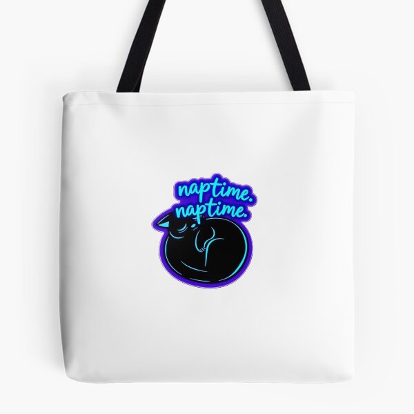 Item preview, Naptime Black Cat Sticker – Neon Blue Text & Purple Border designed and sold by Gscode.